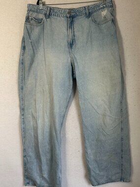 Hollister Women Jeans 18L (W34 L) Blue Denim Ultra High-Rise Baggy Relaxed 33"